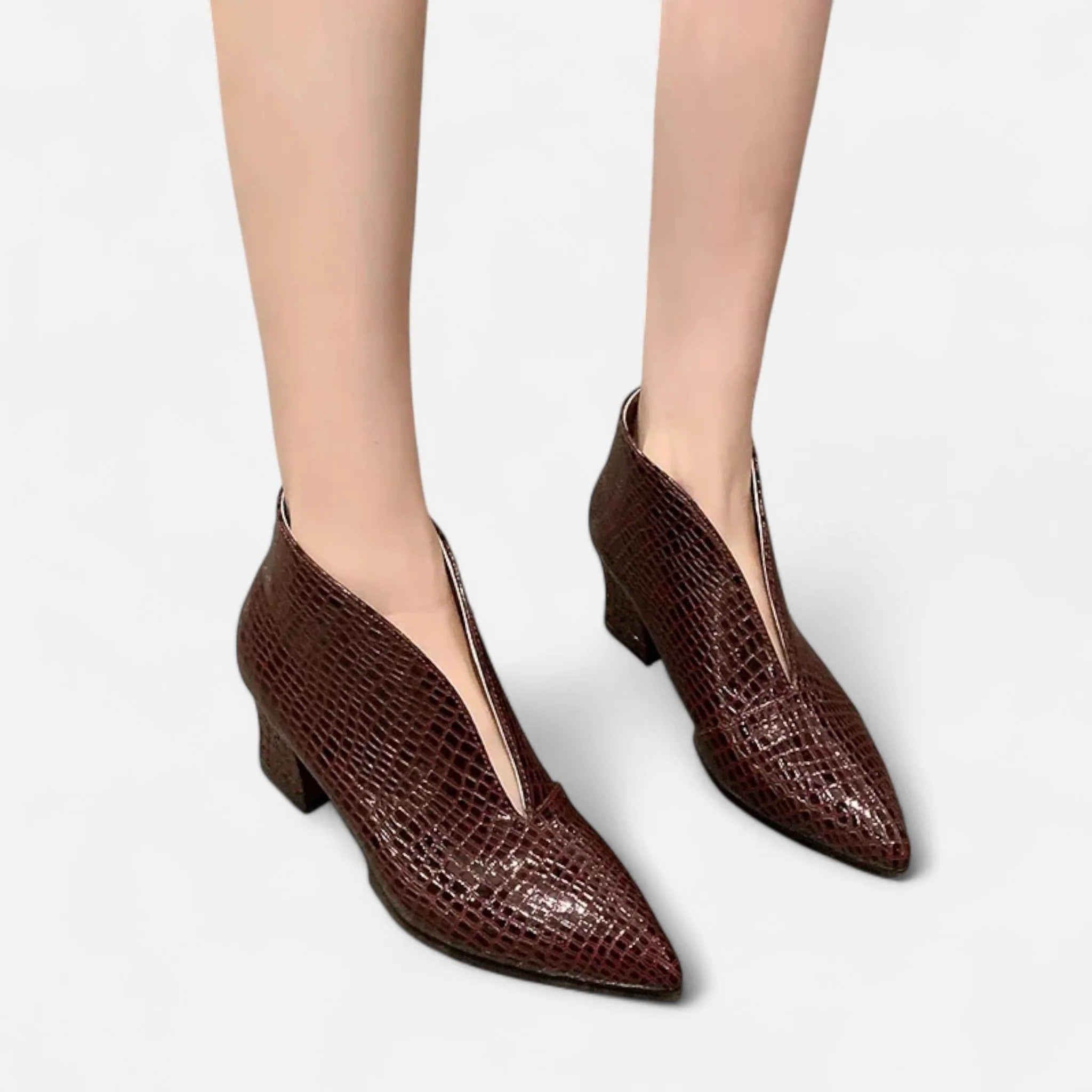 Grenval™ | Women’s Patent Leather V-Cut Ankle Boots