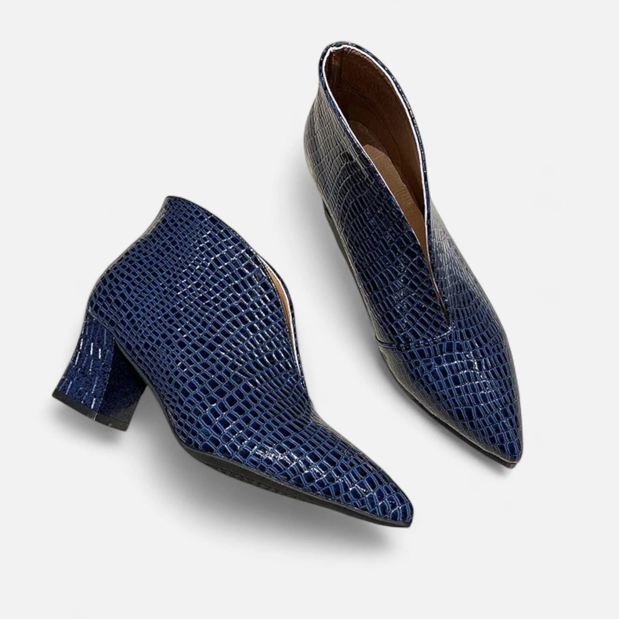 Grenval™ | Women’s Patent Leather V-Cut Ankle Boots