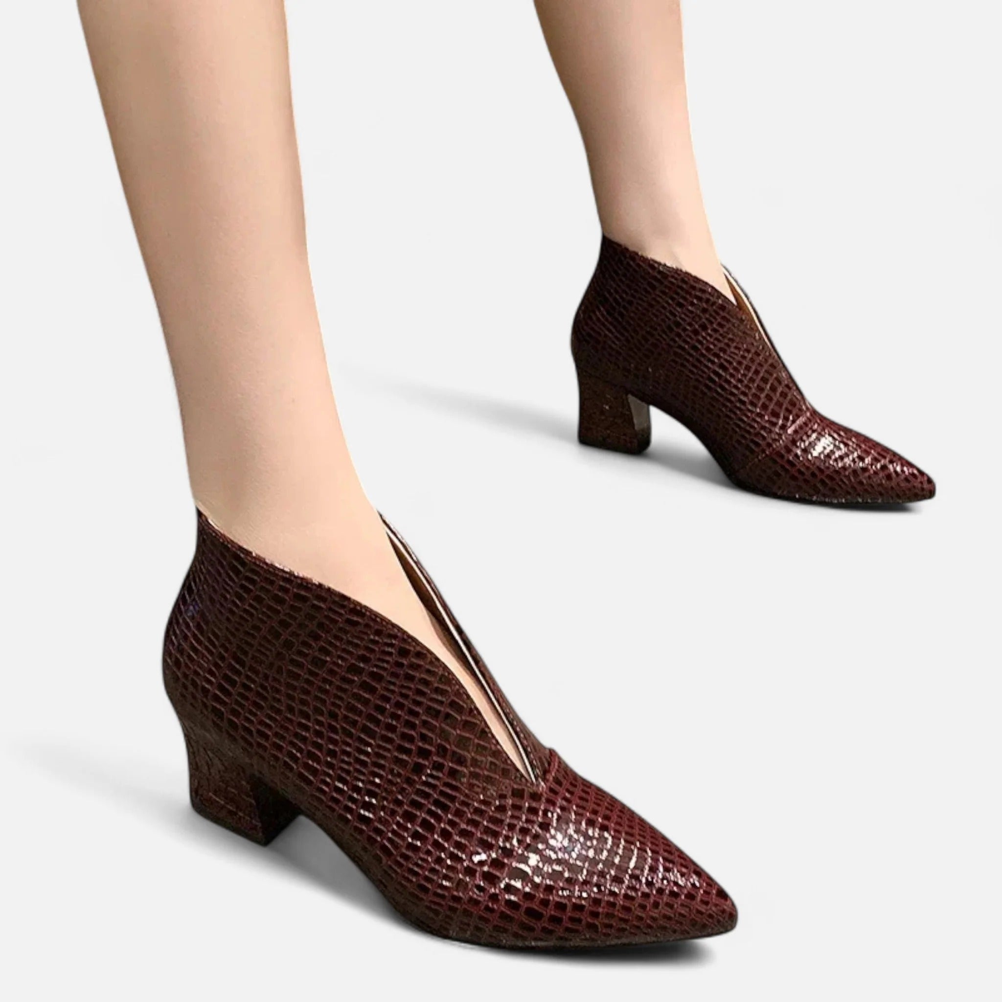 Grenval™ | Women’s Patent Leather V-Cut Ankle Boots