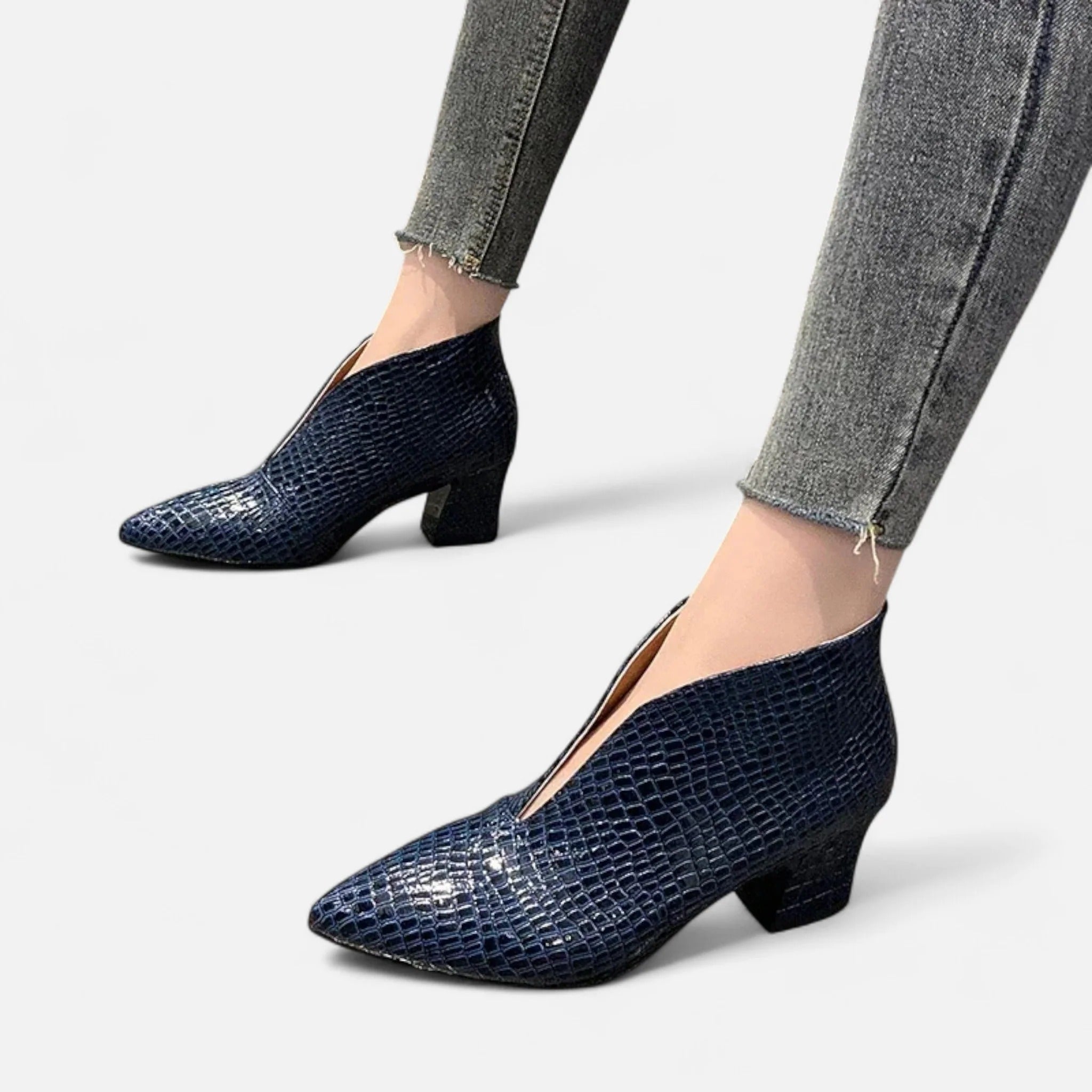 Grenval™ | Women’s Patent Leather V-Cut Ankle Boots